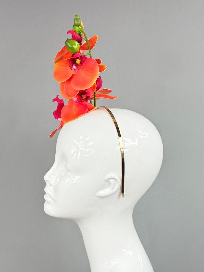 Kentucky Derby Fascinator Hat | Orange, Red, and Green Headpiece | Derbyologie