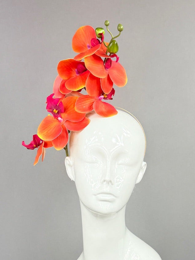 Kentucky Derby Fascinator Hat | Orange, Red, and Green Headpiece | Derbyologie