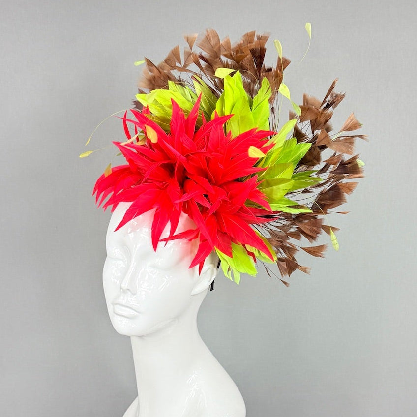 Kentucky Derby Fascinator Hat | Red, Green, Brown Headpiece | Derbyologie