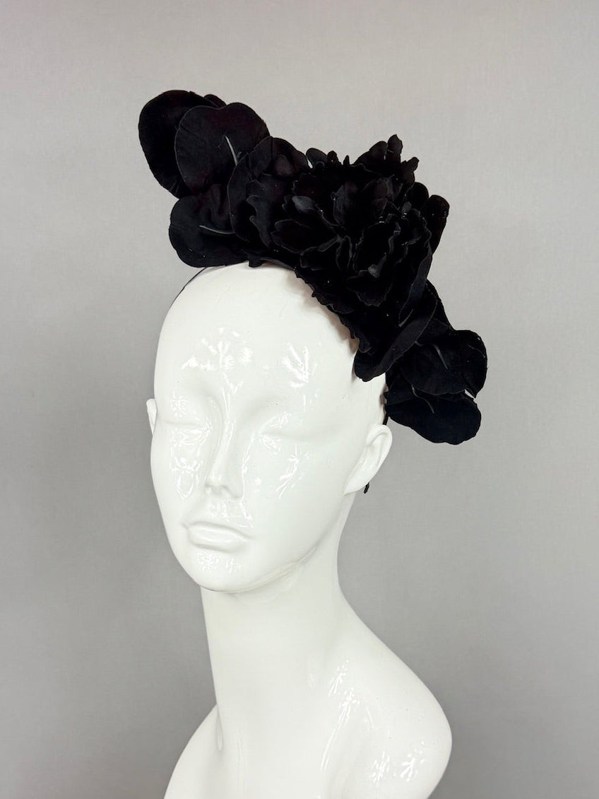 Kentucky Derby Fascinator Hat | All Black Headband Hat | Derbyologie