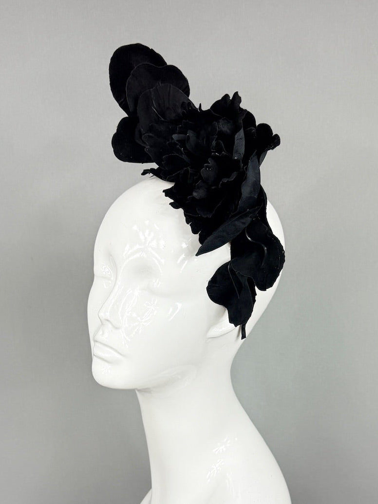 Kentucky Derby Fascinator Hat | All Black Headband Hat | Derbyologie