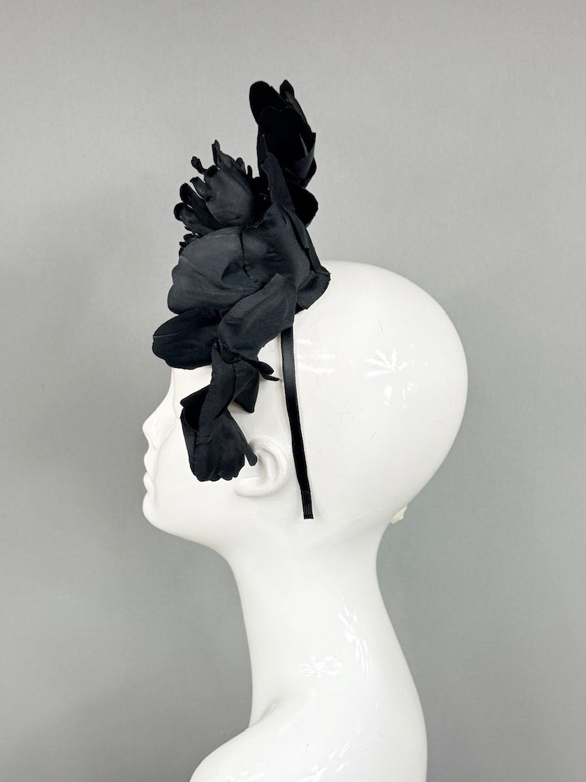 Kentucky Derby Fascinator Hat | All Black Headband Hat | Derbyologie