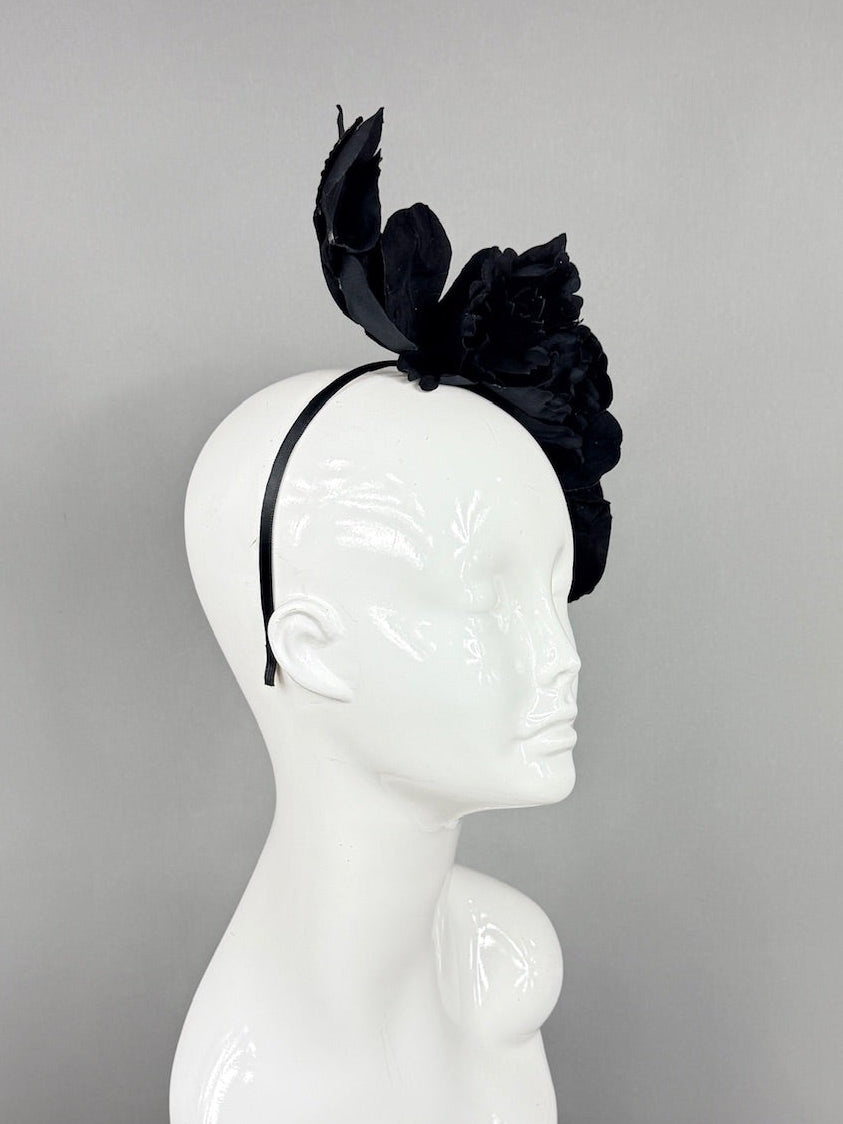 Kentucky Derby Fascinator Hat | All Black Headband Hat | Derbyologie