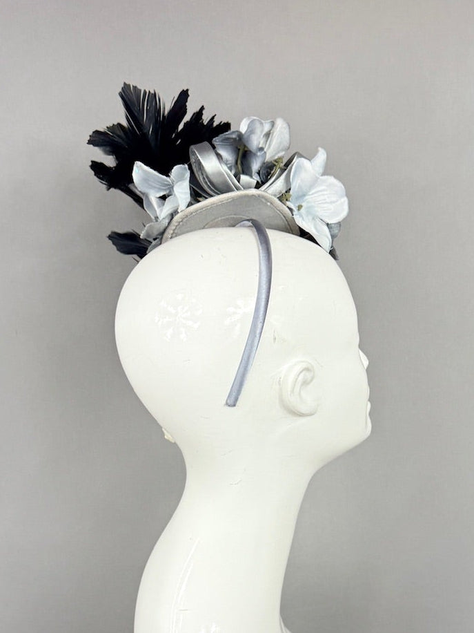 Kentucky Derby Fascinator Hat | Black and Gray Headband Hat | Derbyologie