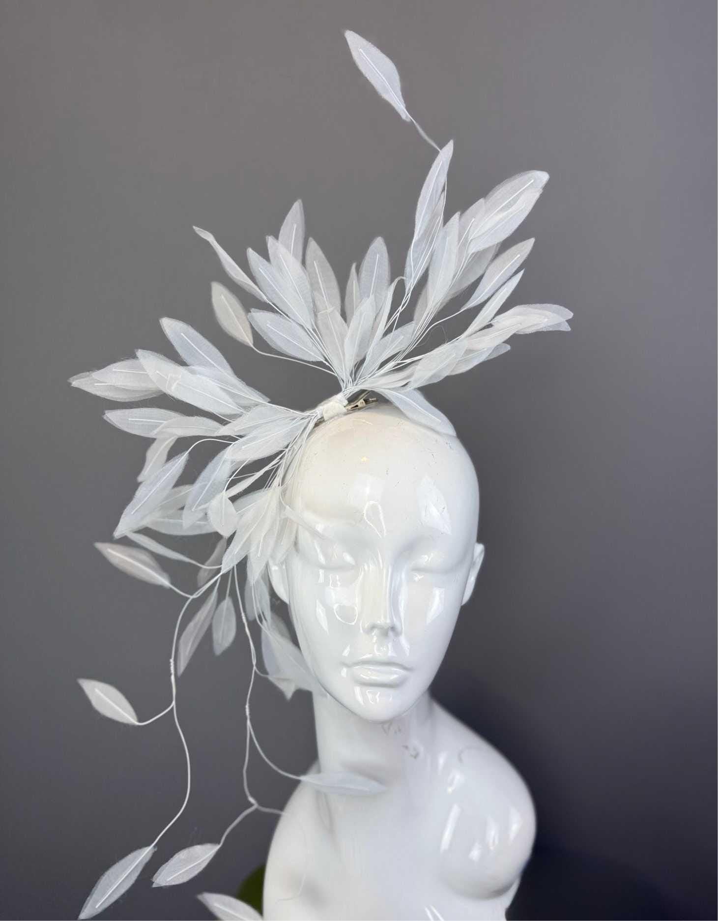 Kentucky Derby Fascinator Hat | White feather Headpiece | Derbyologie