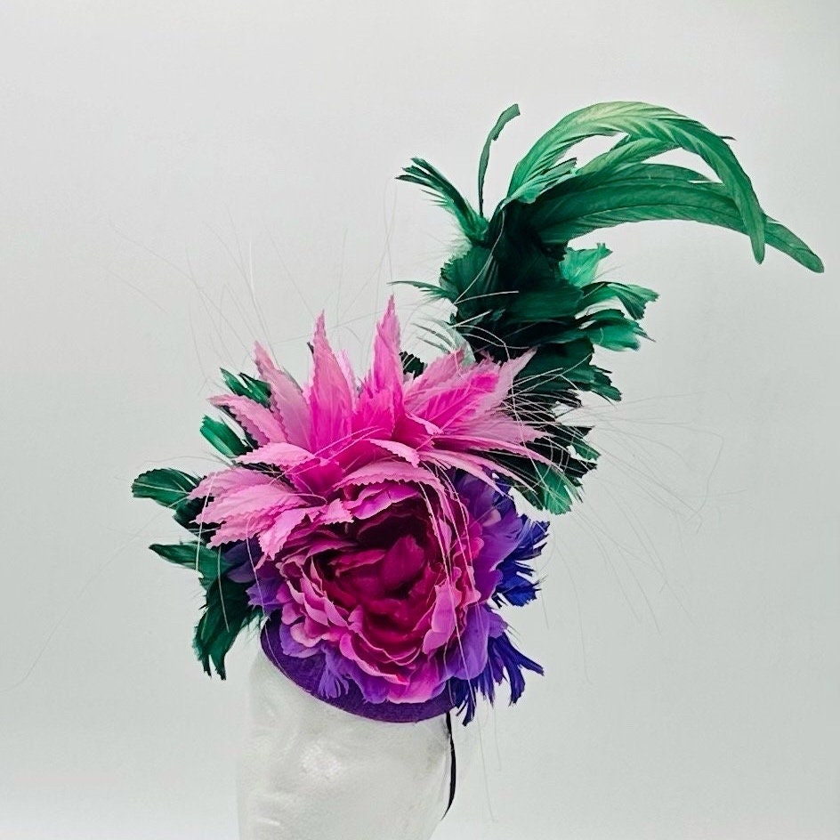 Pink, Purple and Green Derby Fascinator, Kentucky Derby Hat Alternative, Kentucky derby hat (PLATINUM LINE)