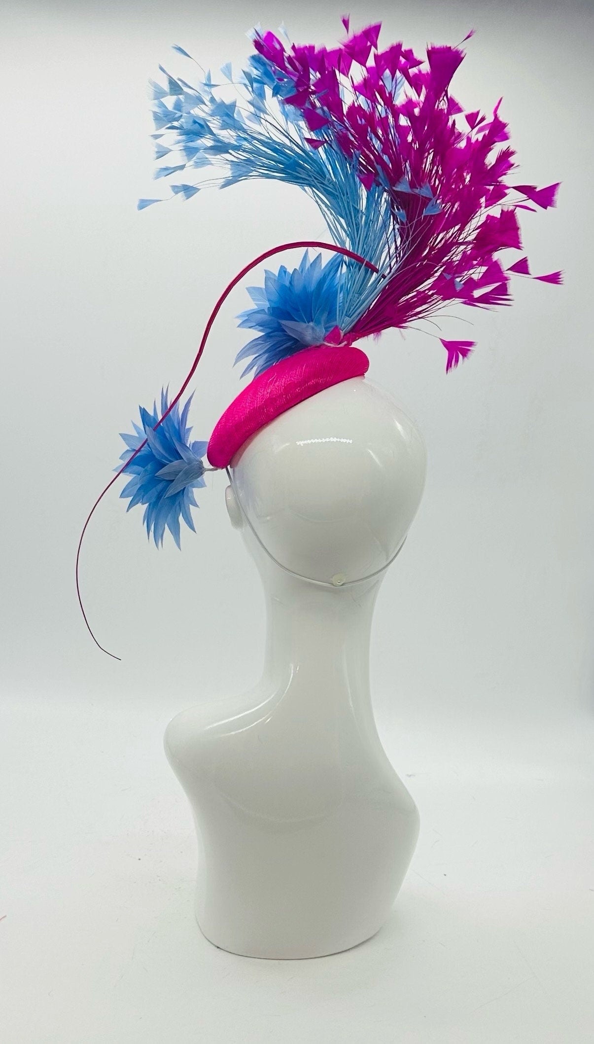 Pink and Periwinkle Derby Fascinator, Kentucky Derby Hat Alternative, Kentucky derby hat (GOLD LINE)