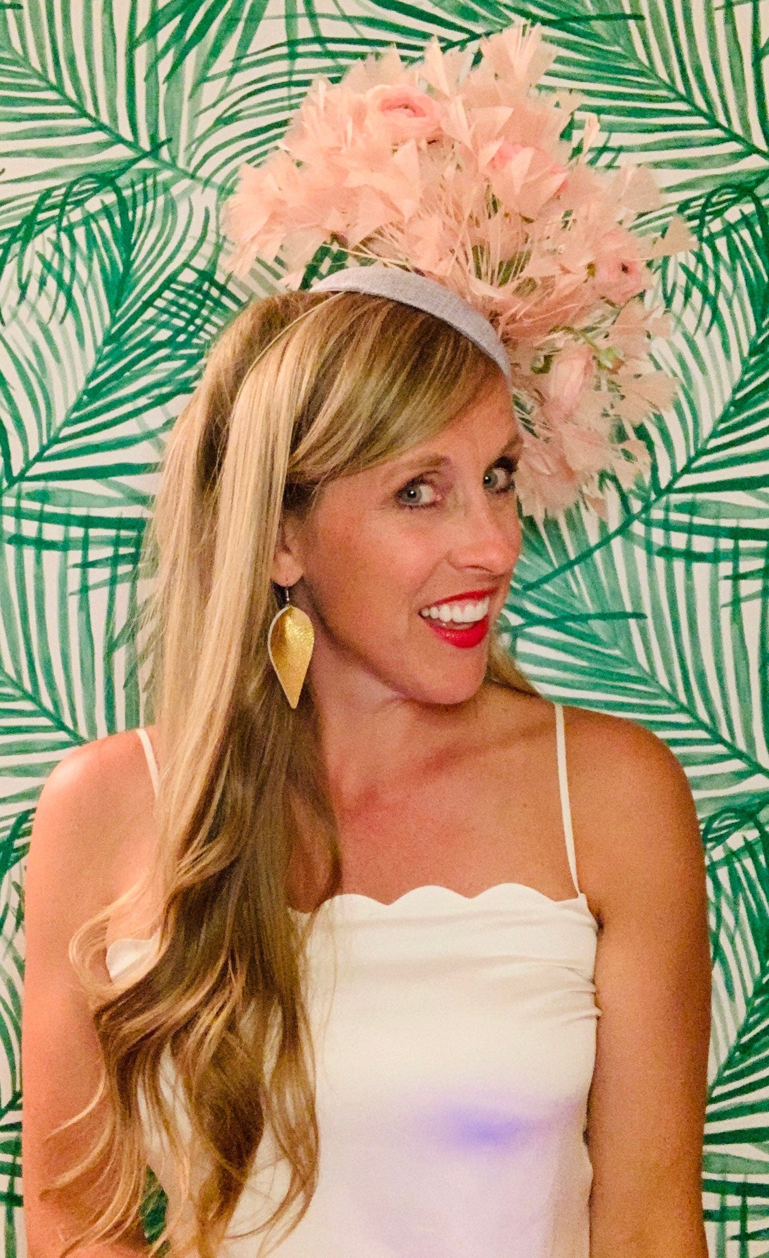 Kentucky derby hat, fascinator, floral headpiece, derby hat alternative (GOLD LINE)