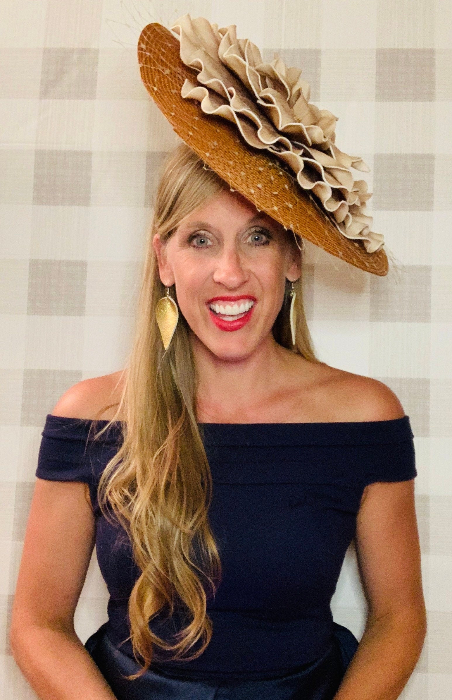 Kentucky derby hat, fascinator, floral headpiece, derby hat alternative (GOLD LINE)