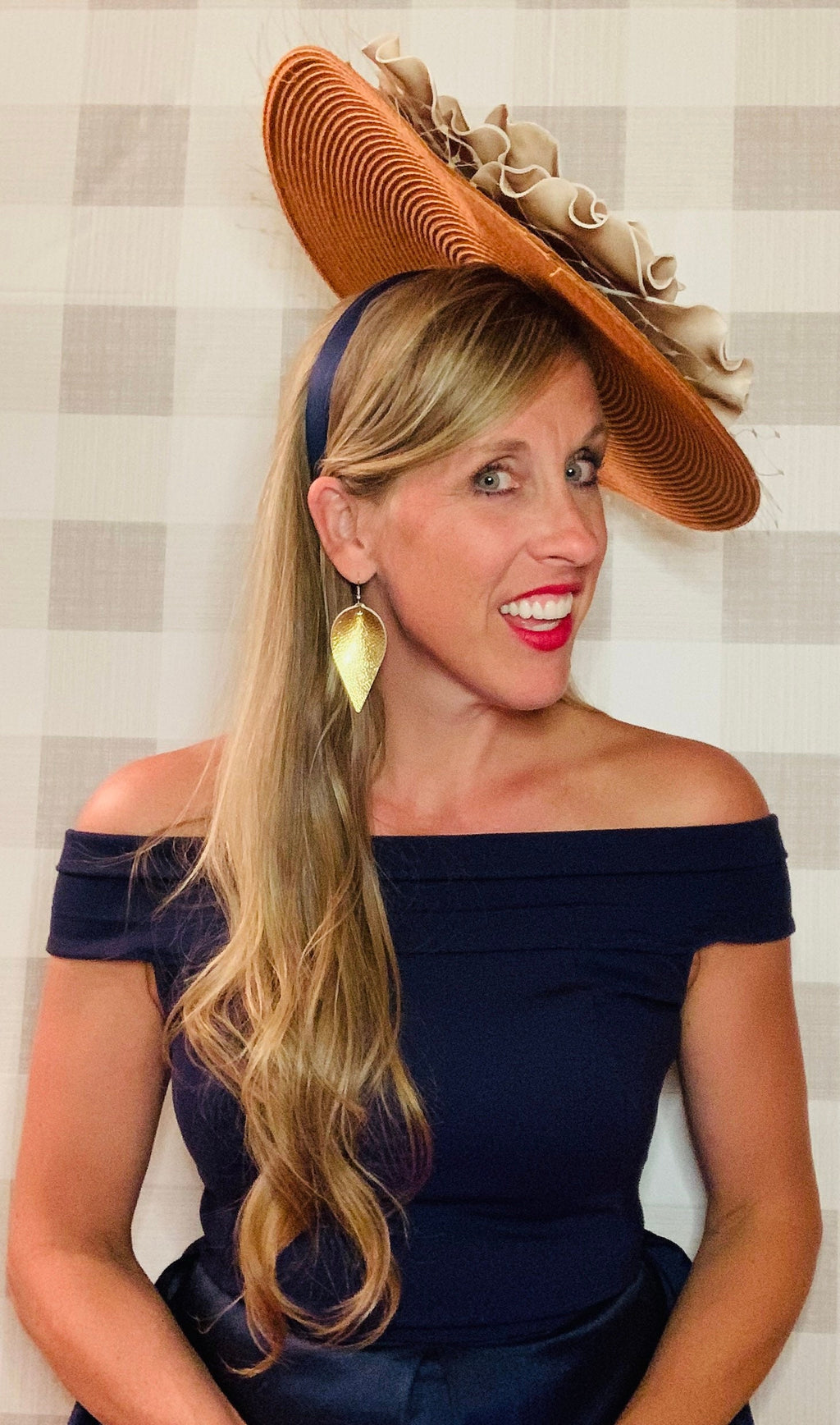 Kentucky derby hat, fascinator, floral headpiece, derby hat alternative (GOLD LINE)