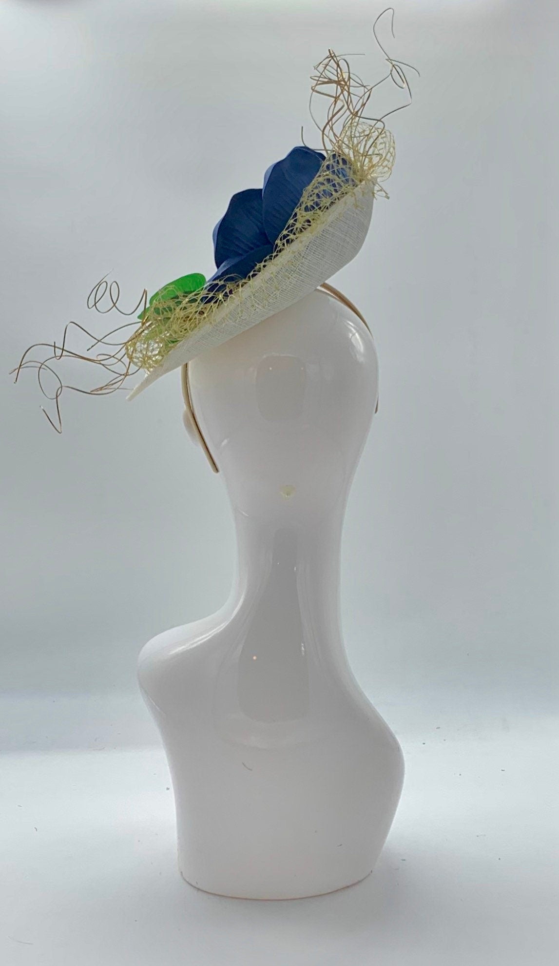 Kentucky derby hat, fascinator, floral headpiece, derby hat alternative (GOLD LINE)