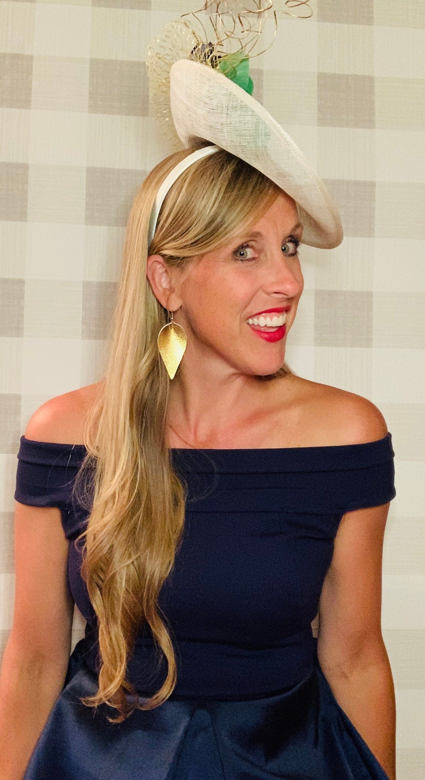 Kentucky derby hat, fascinator, floral headpiece, derby hat alternative (GOLD LINE)