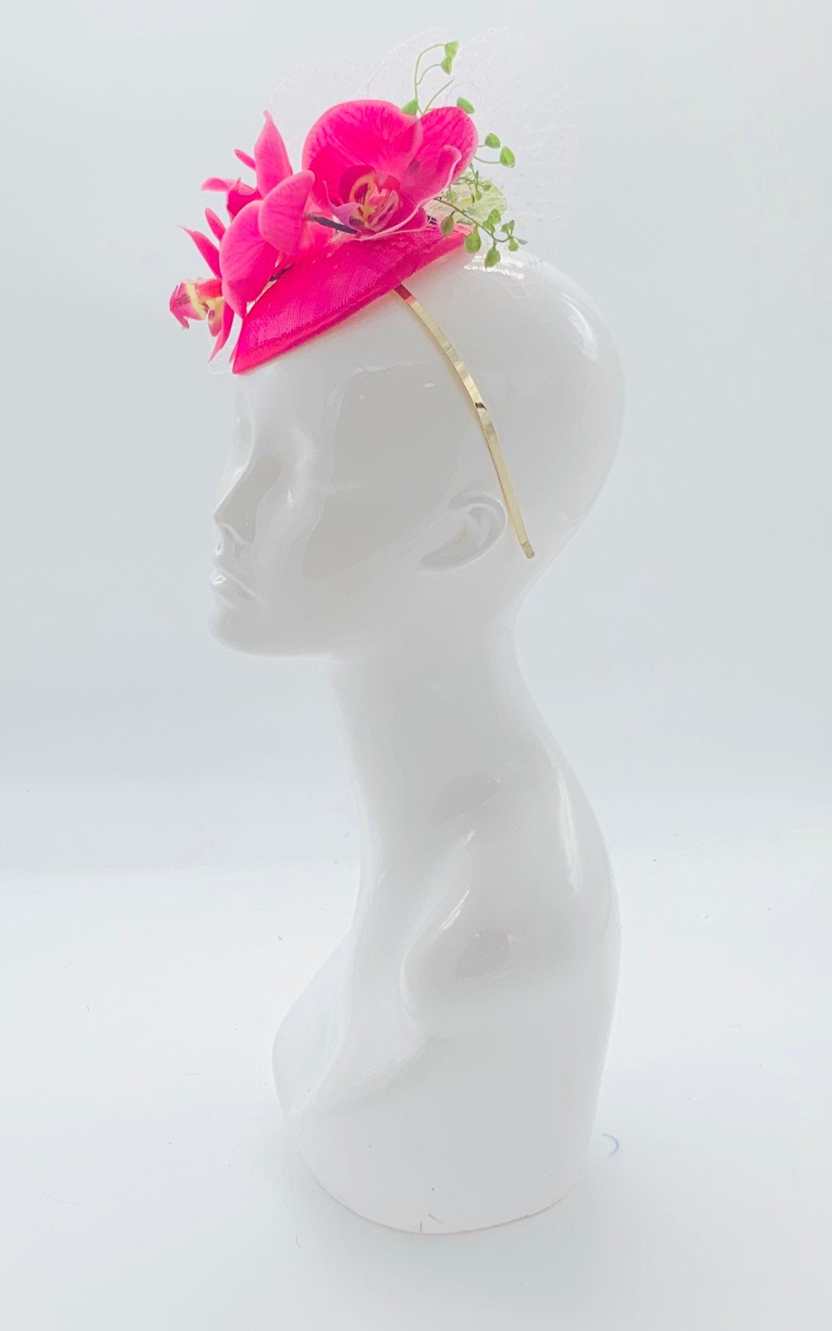 Kentucky derby hat, fascinator, floral headpiece, derby hat alternative, (GOLD LINE)