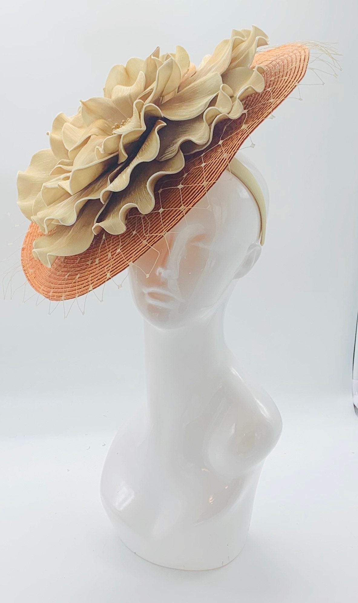 Kentucky derby hat, fascinator, floral headpiece, derby hat alternative (GOLD LINE)