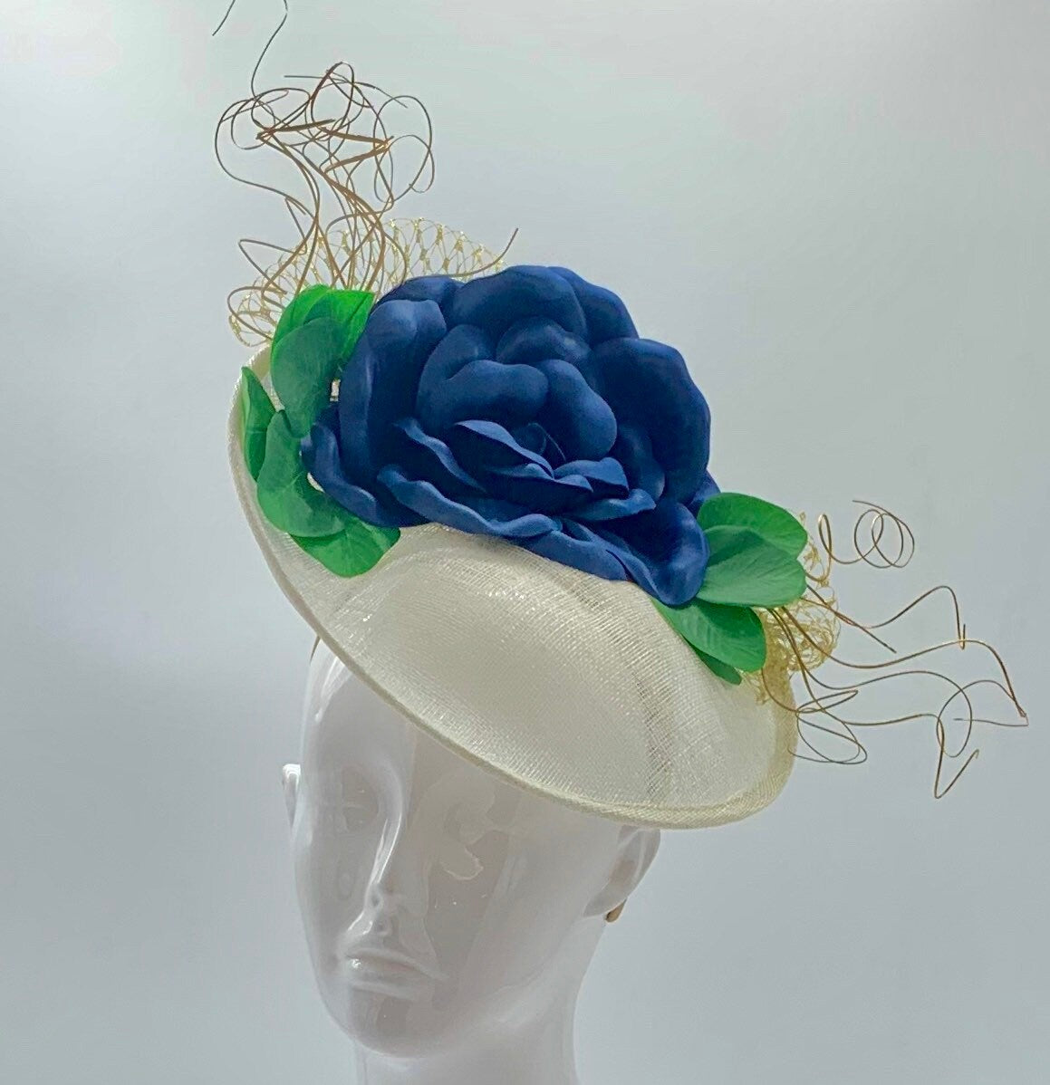 Kentucky derby hat, fascinator, floral headpiece, derby hat alternative (GOLD LINE)