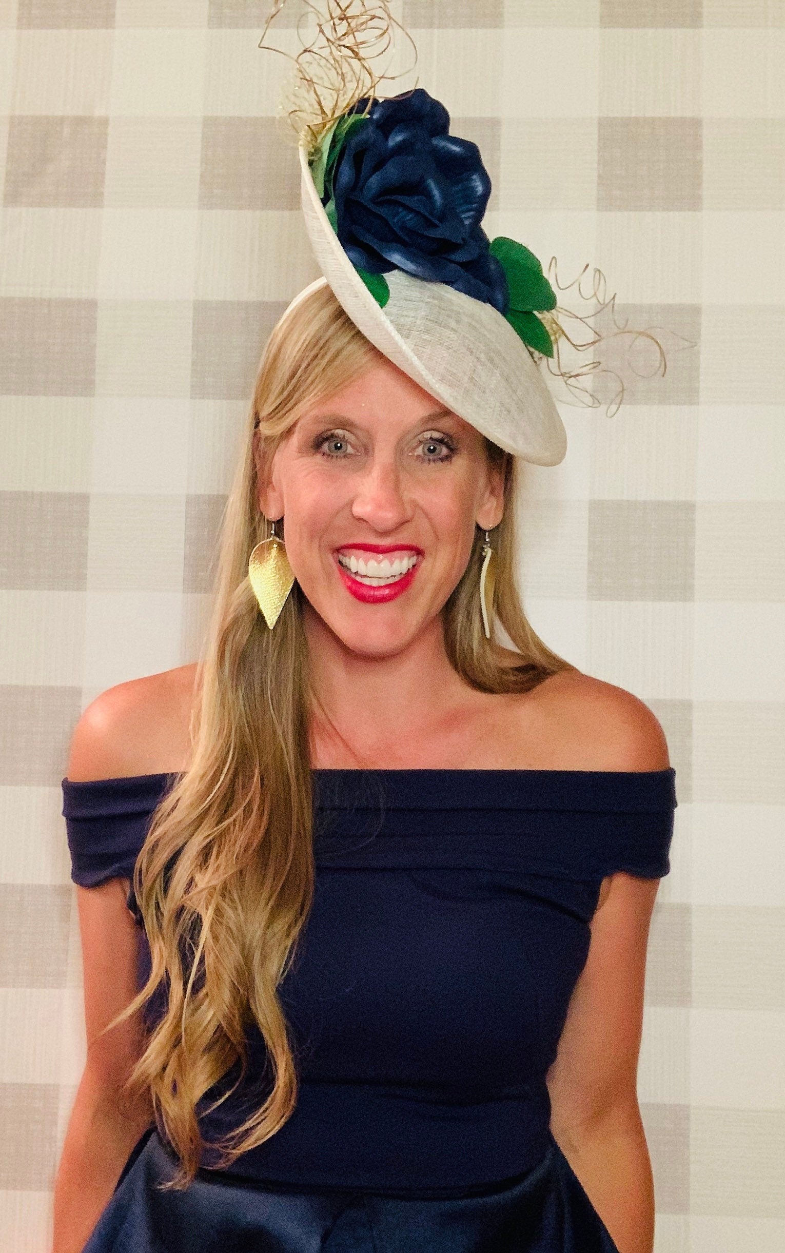 Kentucky derby hat, fascinator, floral headpiece, derby hat alternative (GOLD LINE)
