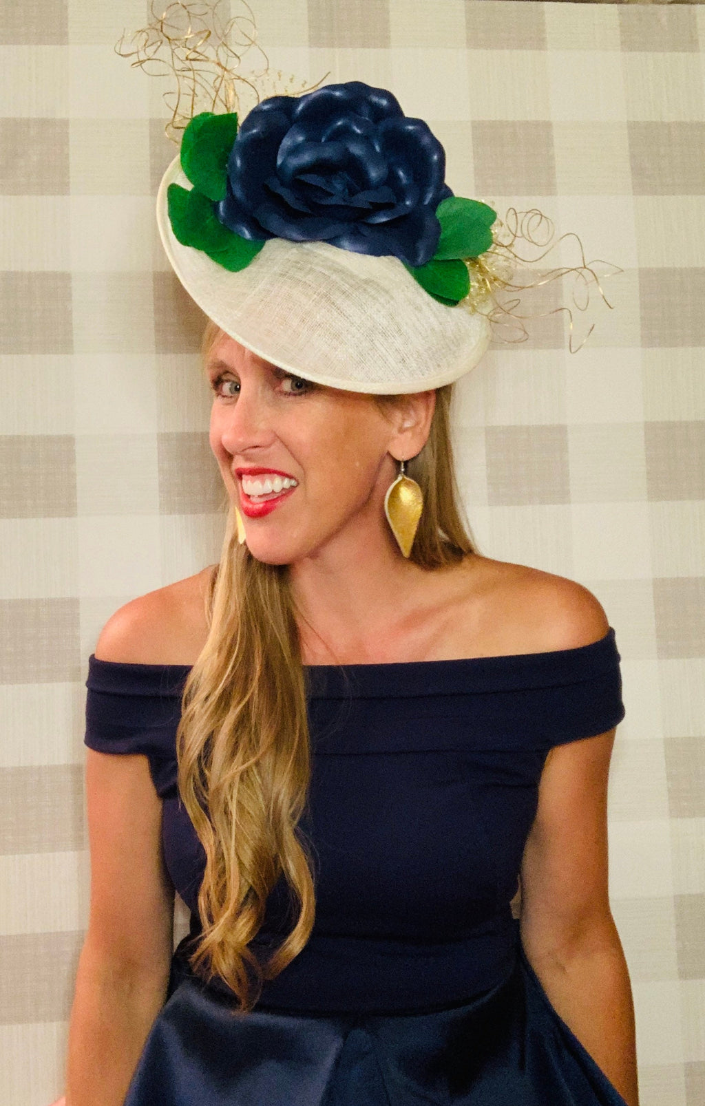 Kentucky derby hat, fascinator, floral headpiece, derby hat alternative (GOLD LINE)
