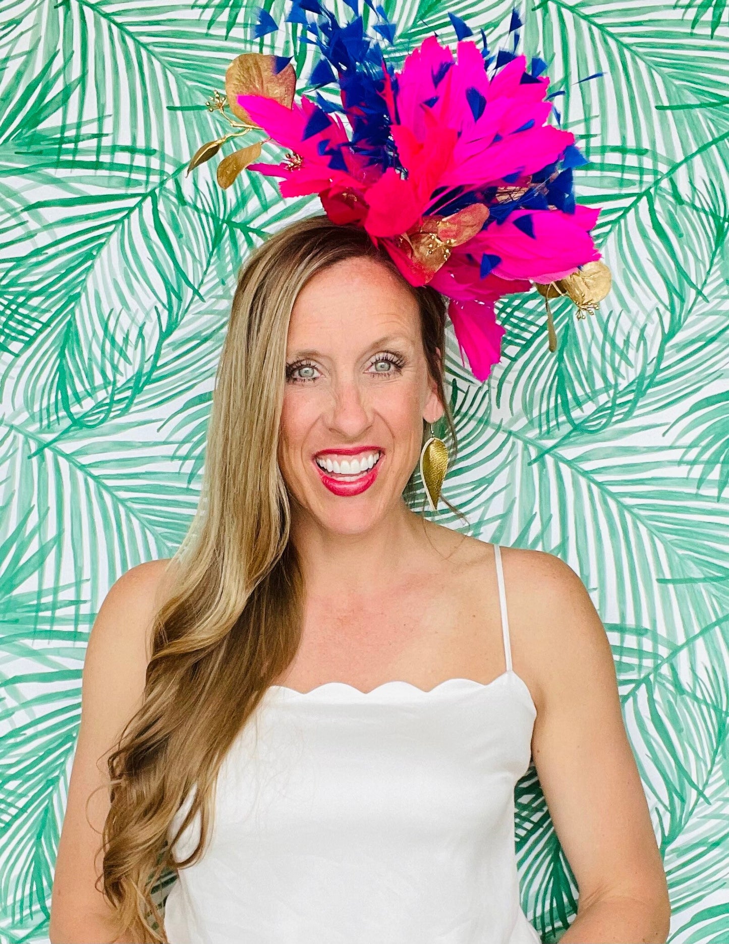 Kentucky derby fascinator, derby hat alternative, flora headpiece, feather fascinator, derby hat, horse racing hat, (GOLD LINE)
