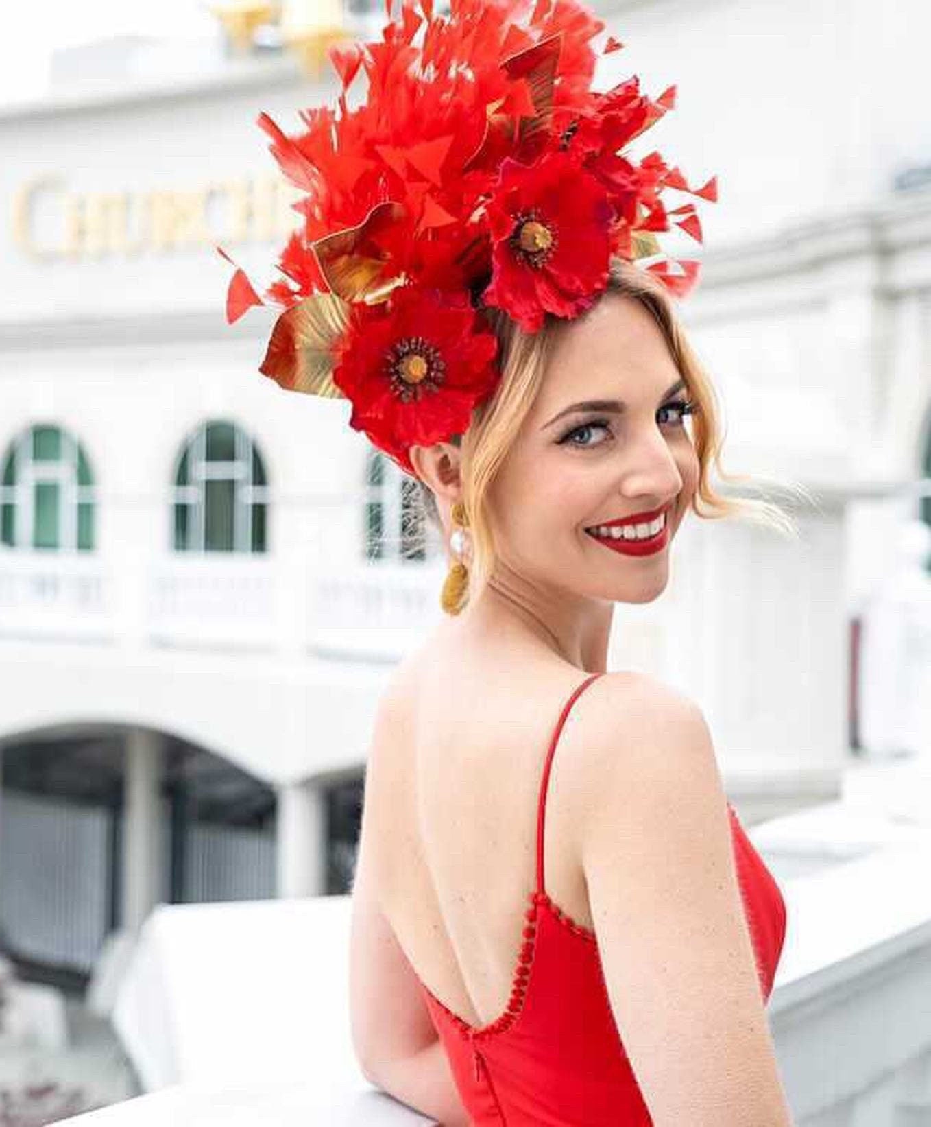Kentucky Derby Crown Fascinator, Derby Hat, (GOLD LINE)