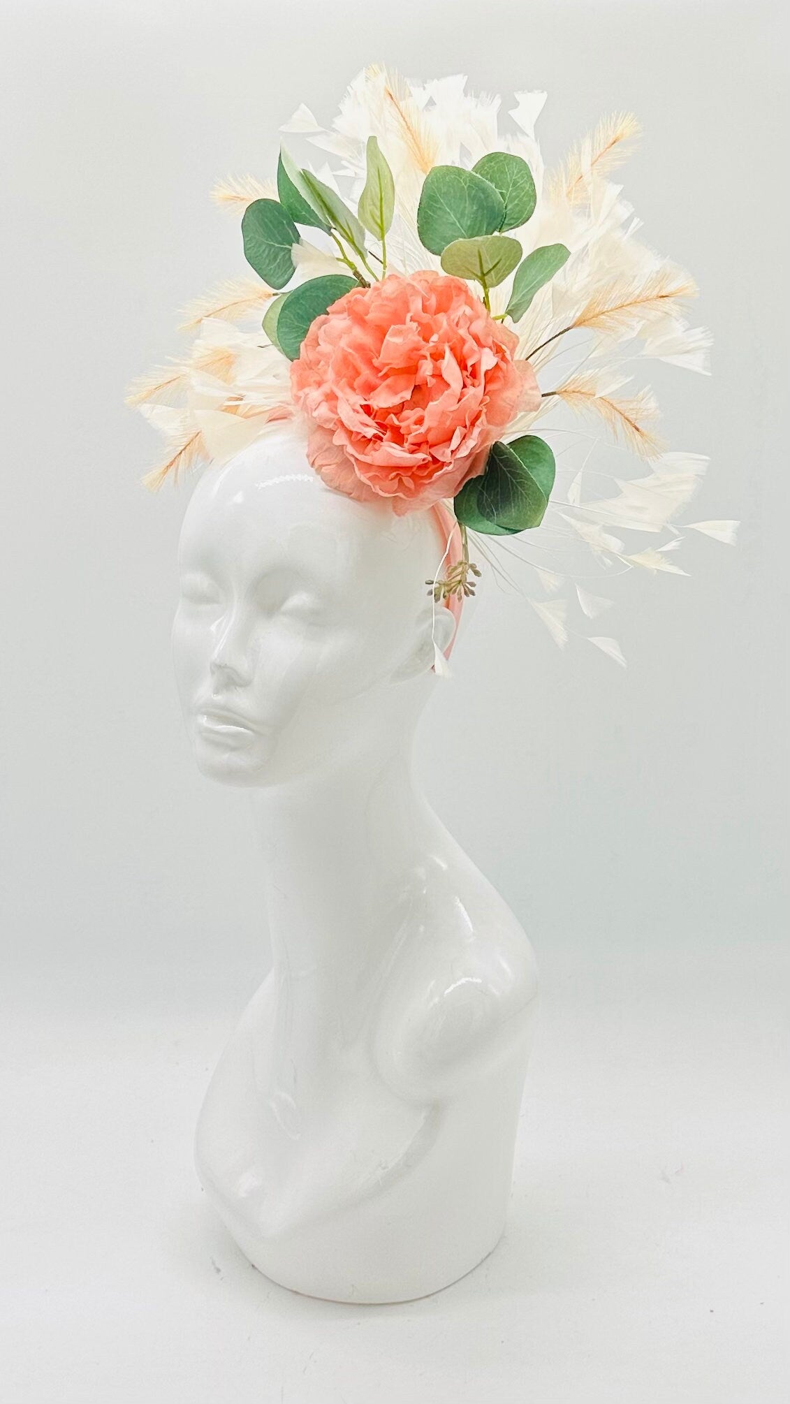 Kentucky Derby Floral Feather Fascinator, Derby Hat Alternative (GOLD LINE)
