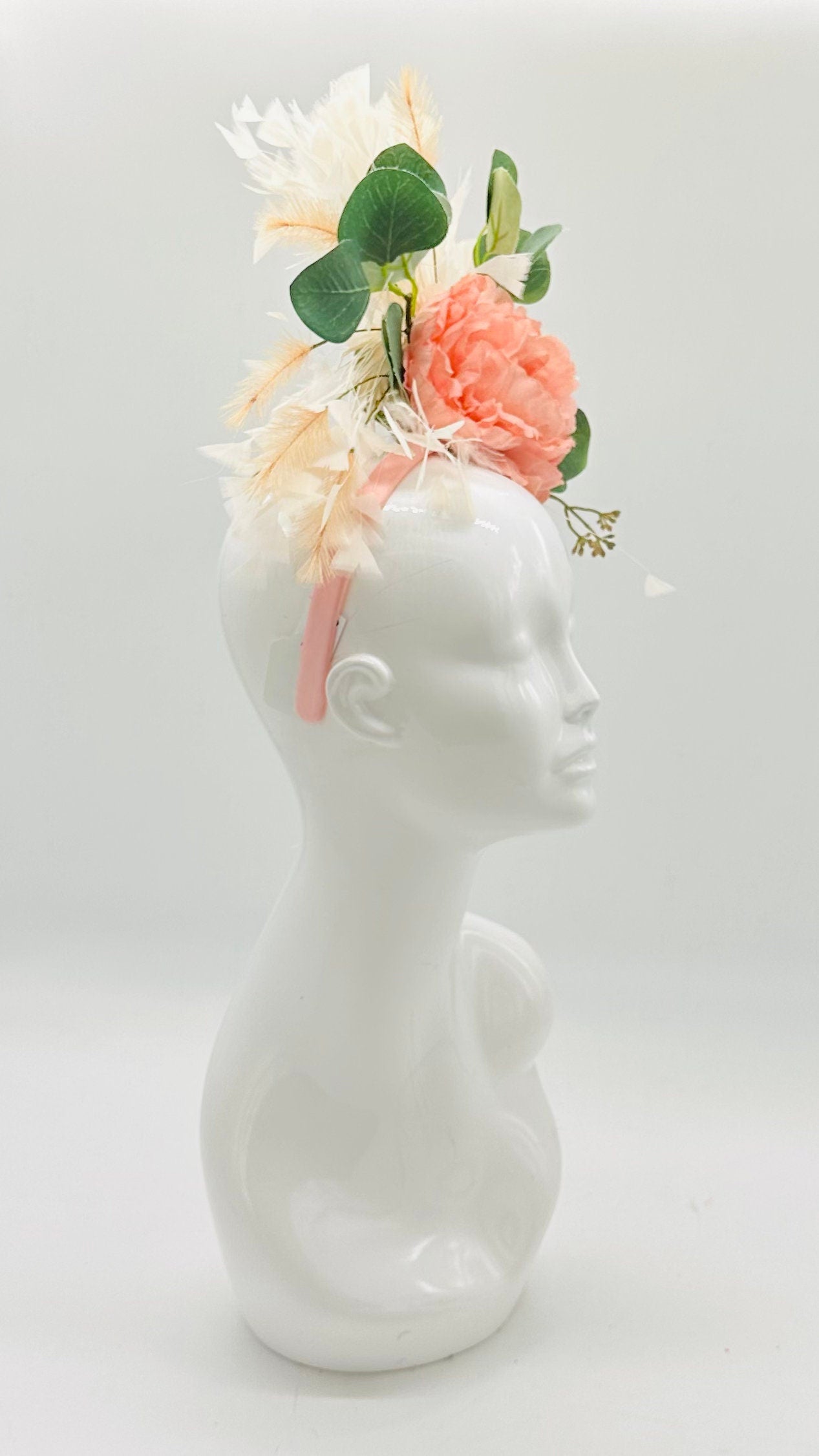 Kentucky Derby Floral Feather Fascinator, Derby Hat Alternative (GOLD LINE)