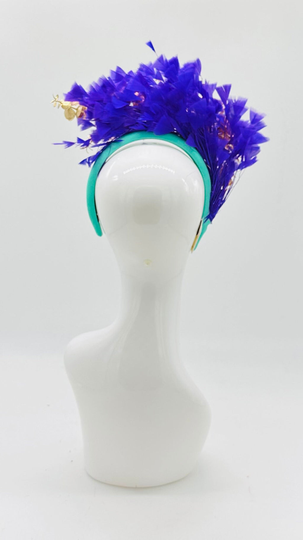 Kentucky Derby Floral Feather Fascinator, Derby Hat Alternative (GOLD LINE)