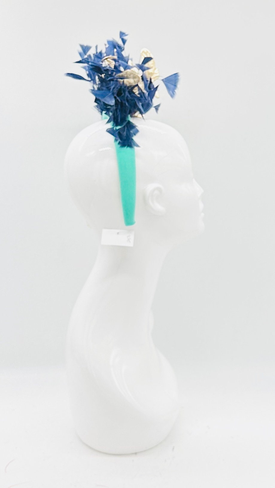 Navy, teal and gold Kentucky Derby Fascinator, derby hat Kentucky Derby Hat Alternative, Floral Fascinator, (SILVER LINE)