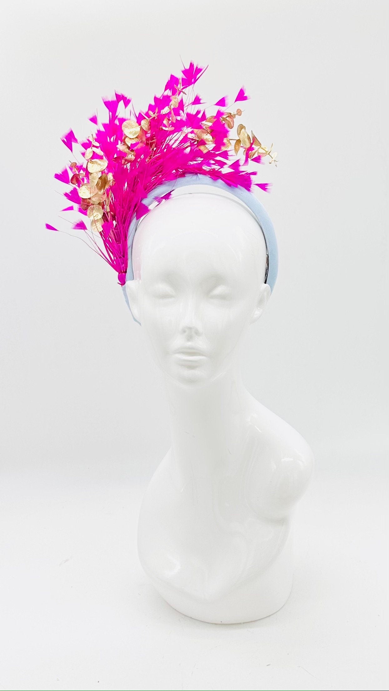 Blue and Fuchsia Kentucky Derby Fascinator, derby hat Kentucky Derby Hat Alternative, Floral Fascinator (SILVER LINE)