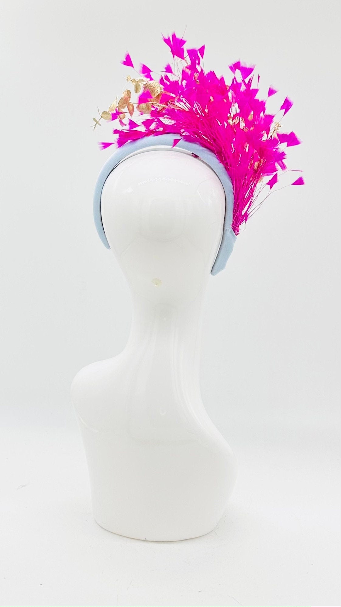 Blue and Fuchsia Kentucky Derby Fascinator, derby hat Kentucky Derby Hat Alternative, Floral Fascinator (SILVER LINE)
