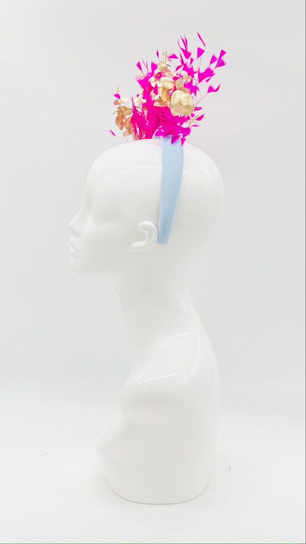 Blue and Fuchsia Kentucky Derby Fascinator, derby hat Kentucky Derby Hat Alternative, Floral Fascinator (SILVER LINE)
