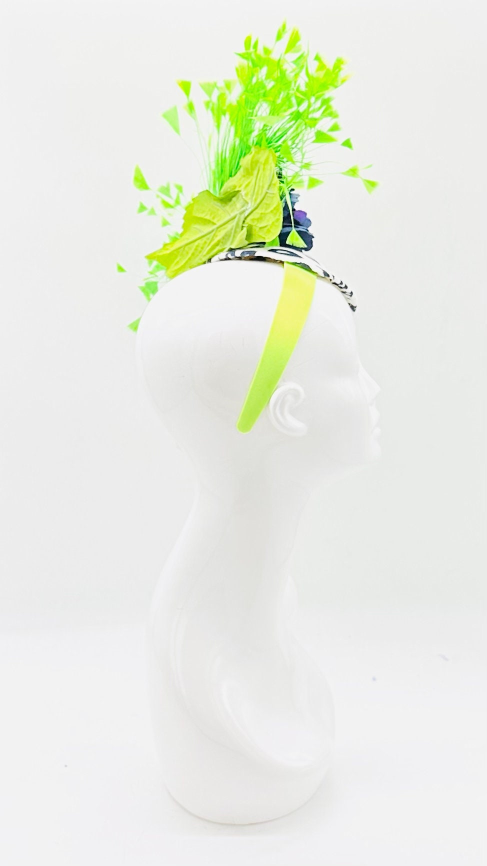 Navy and lime green Kentucky Derby Fascinator,  derby hat Kentucky Dery Hat Alternative, Floral Fascinator (GOLD LINE)
