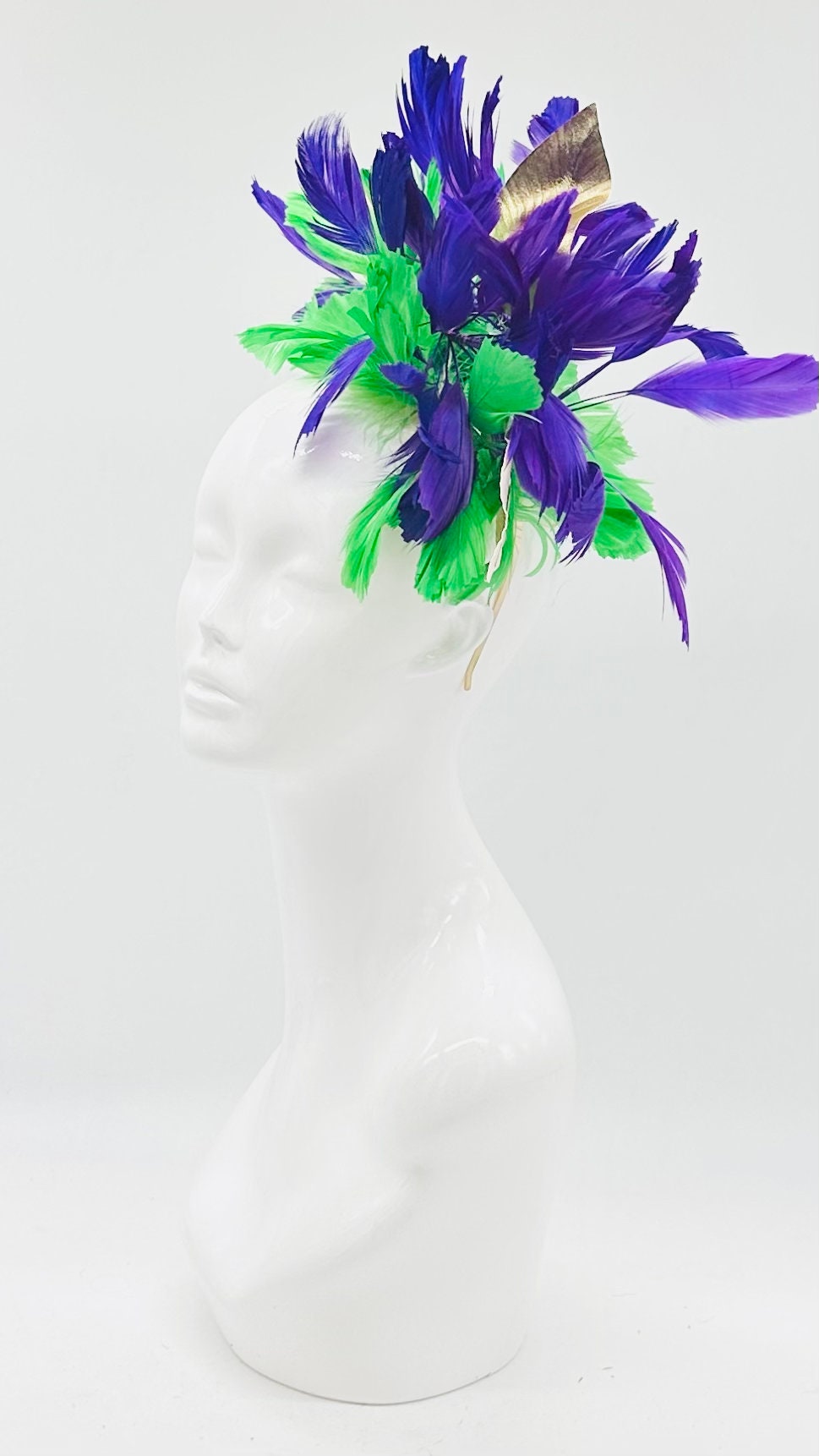Green, purple, gold Kentucky Derby Fascinator, derby hat Kentucky Derby Hat Alternative, Floral Fascinator, (SILVER LINE)