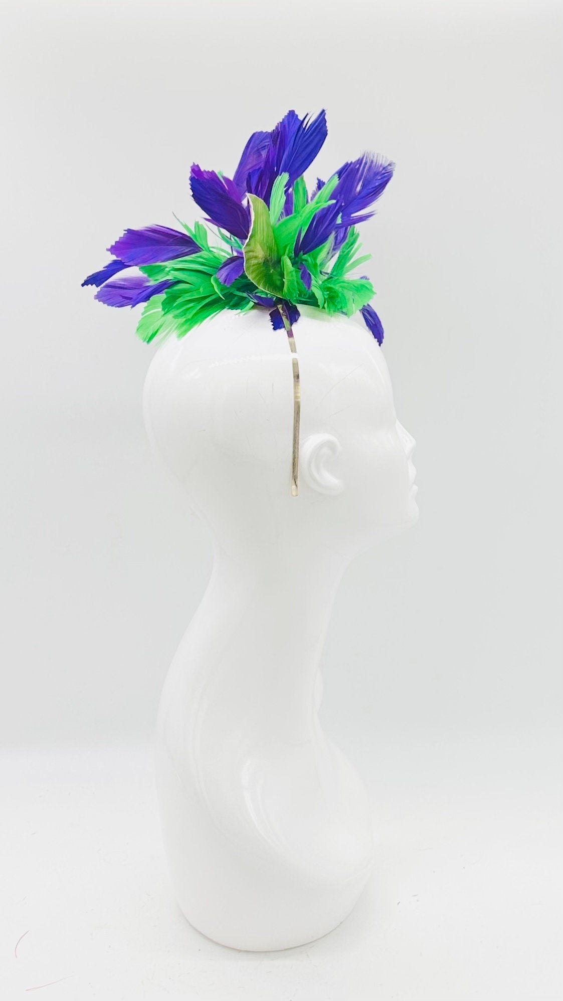 Green, purple, gold Kentucky Derby Fascinator, derby hat Kentucky Derby Hat Alternative, Floral Fascinator, (SILVER LINE)