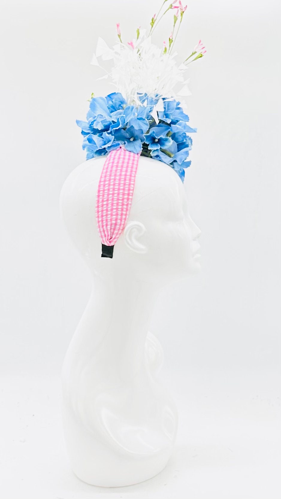 Pink and Blue Derby Fascinator, Kentucky Derby Hat Alternative, Kentucky derby hat (GOLD LINE)