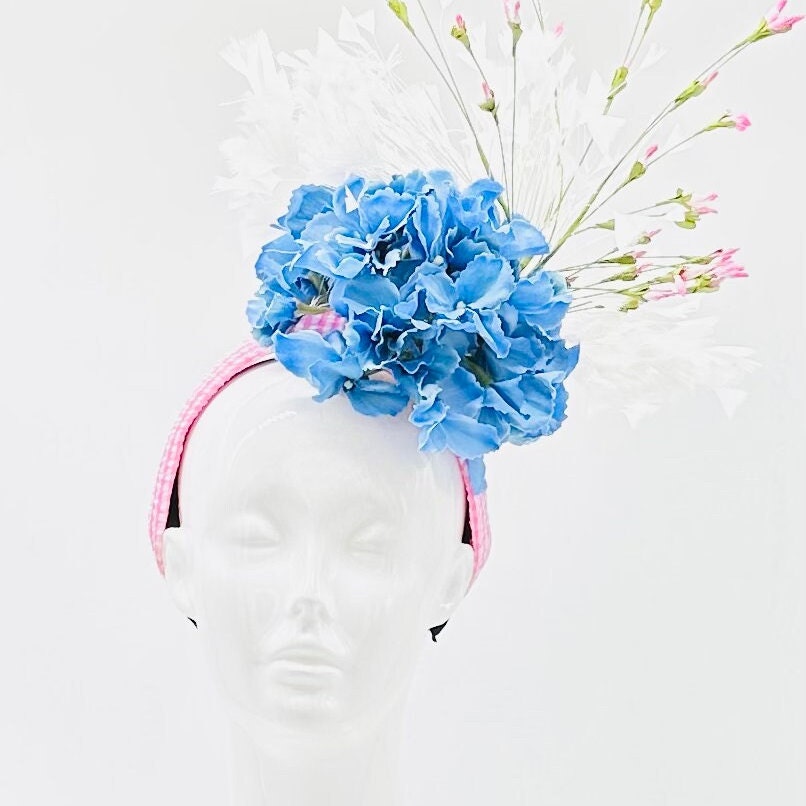 Pink and Blue Derby Fascinator, Kentucky Derby Hat Alternative, Kentucky derby hat (GOLD LINE)
