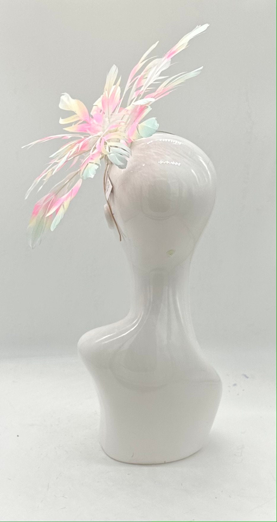HUGE tie-dyed feather flower Kentucky Derby Fascinator, derby hat Kentucky Derby Hat, Feather Fascinator, (GOLD LINE)