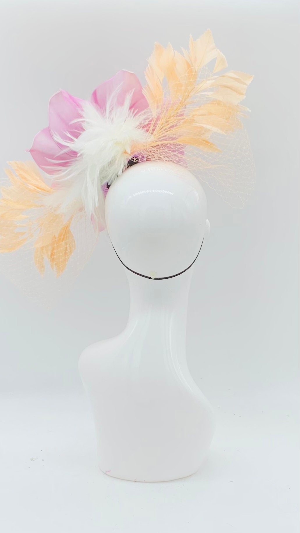 Peach and Purple Derby Fascinator, Kentucky Derby Hat Alternative, Kentucky derby hat (GOLD LINE)