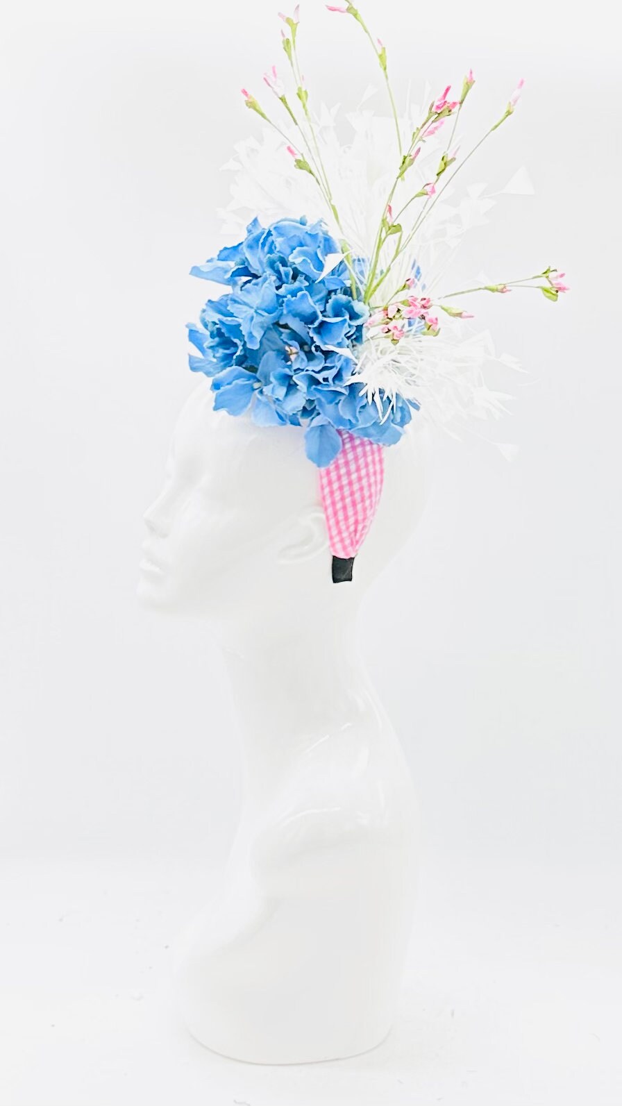 Pink and Blue Derby Fascinator, Kentucky Derby Hat Alternative, Kentucky derby hat (GOLD LINE)