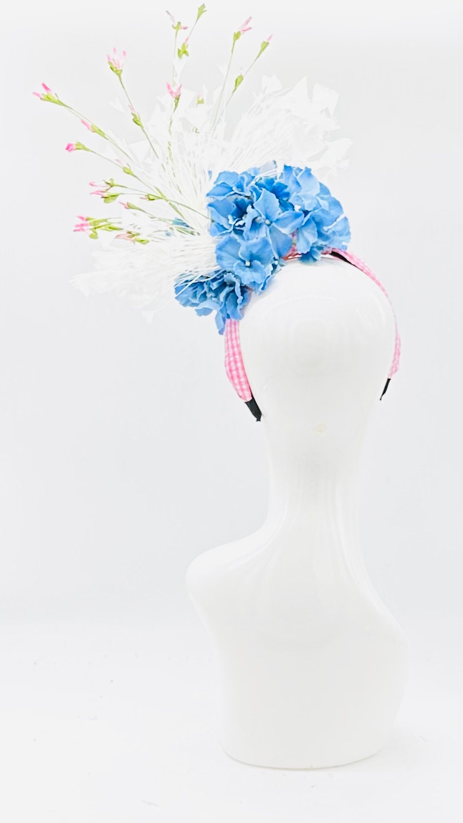Pink and Blue Derby Fascinator, Kentucky Derby Hat Alternative, Kentucky derby hat (GOLD LINE)