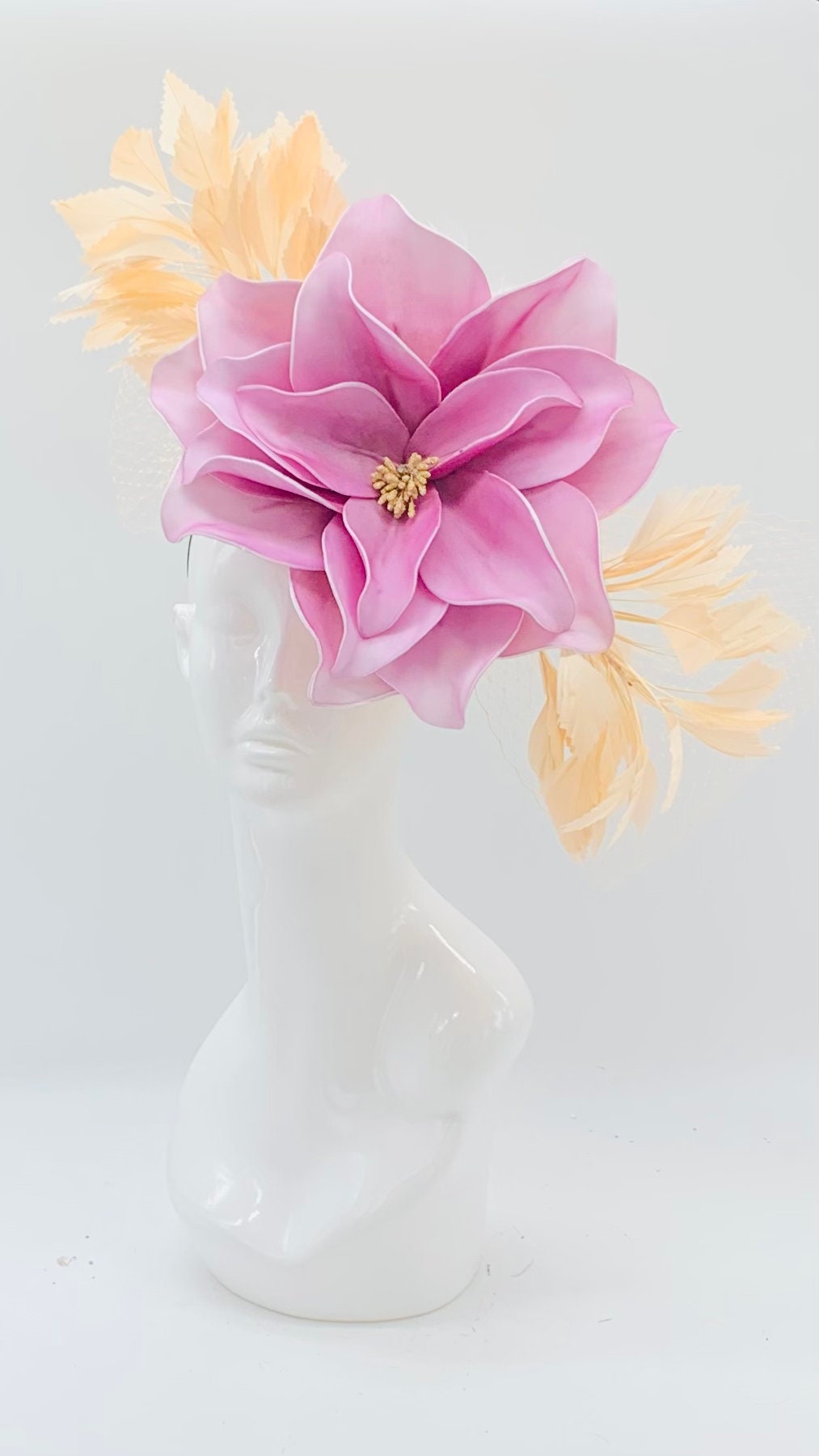 Peach and Purple Derby Fascinator, Kentucky Derby Hat Alternative, Kentucky derby hat (GOLD LINE)