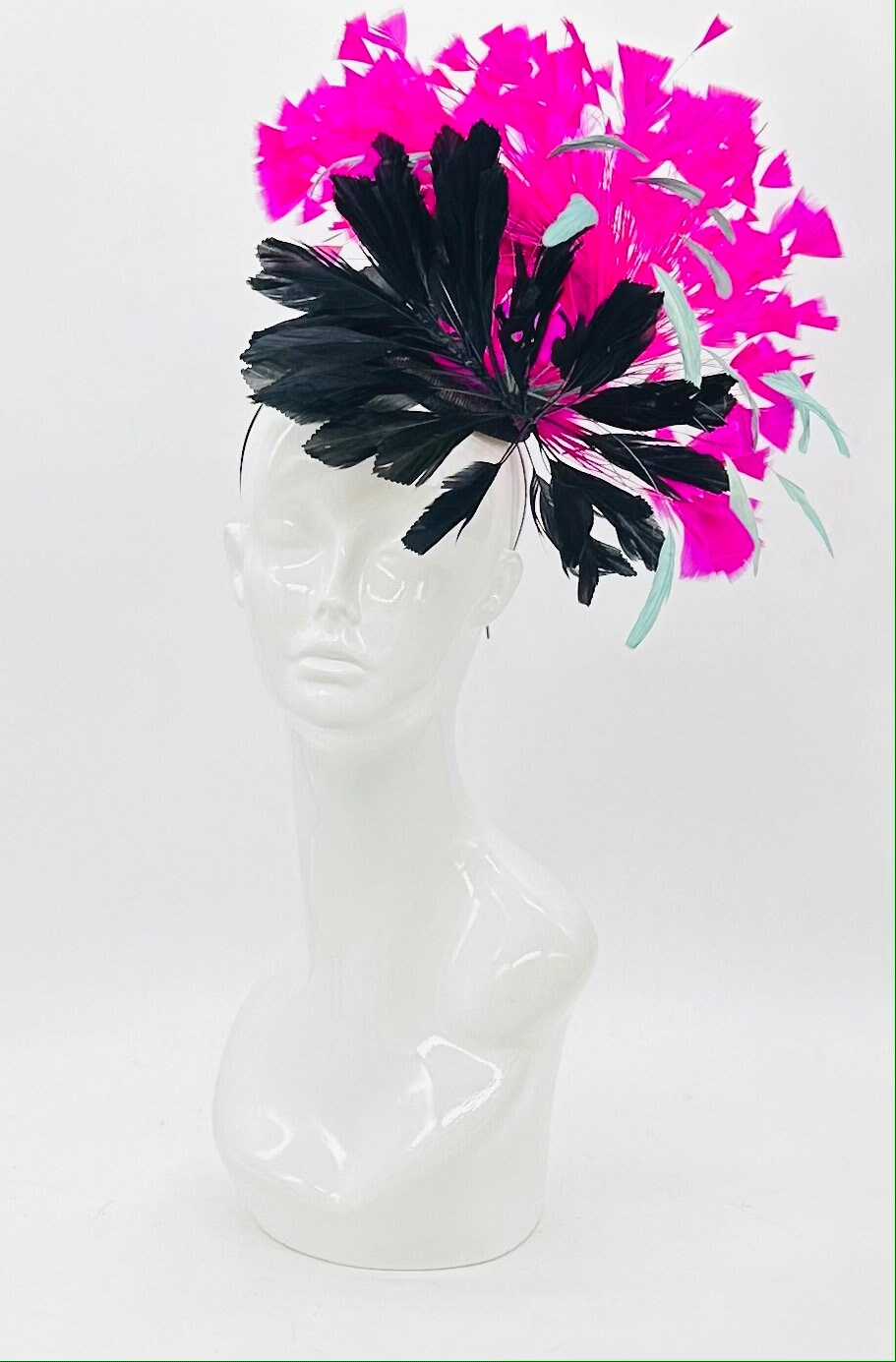 Black, Hot pink and Turquoise Kentucky Derby Fascinator (GOLD LINE)