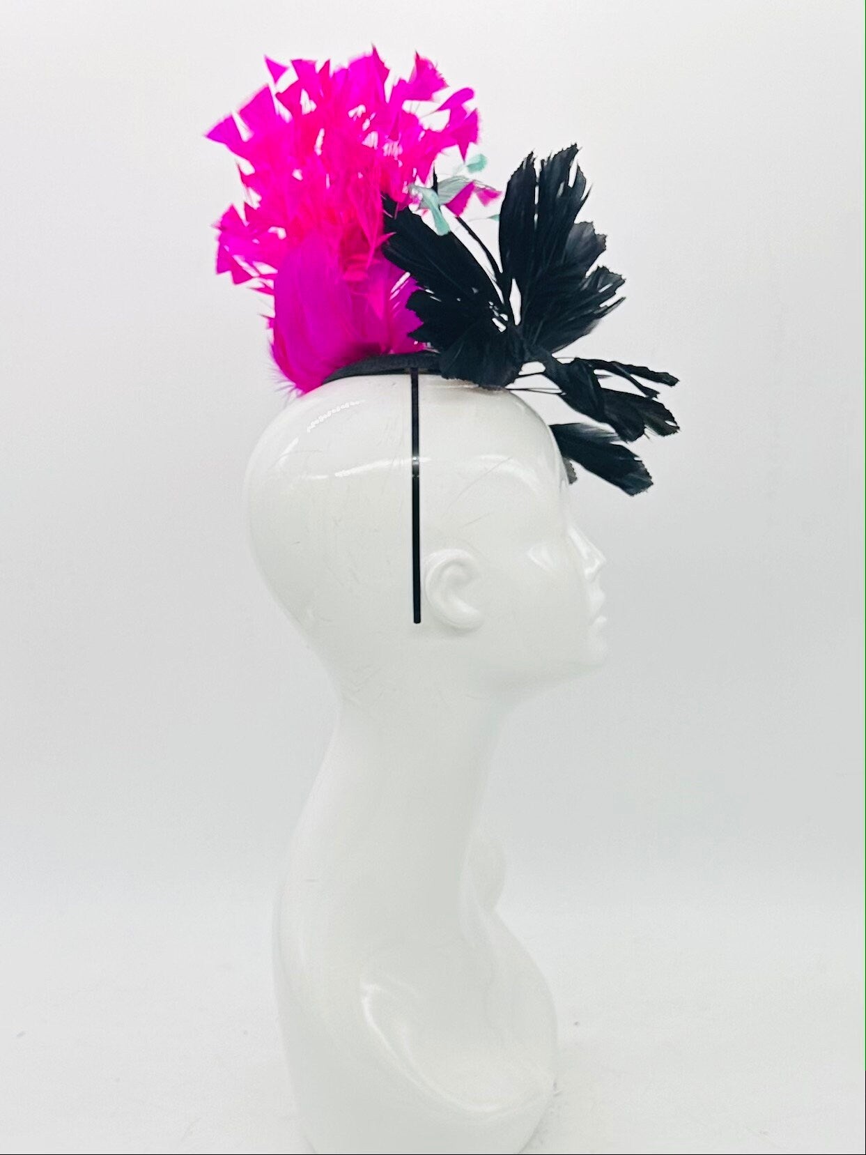Black, Hot pink and Turquoise Kentucky Derby Fascinator (GOLD LINE)
