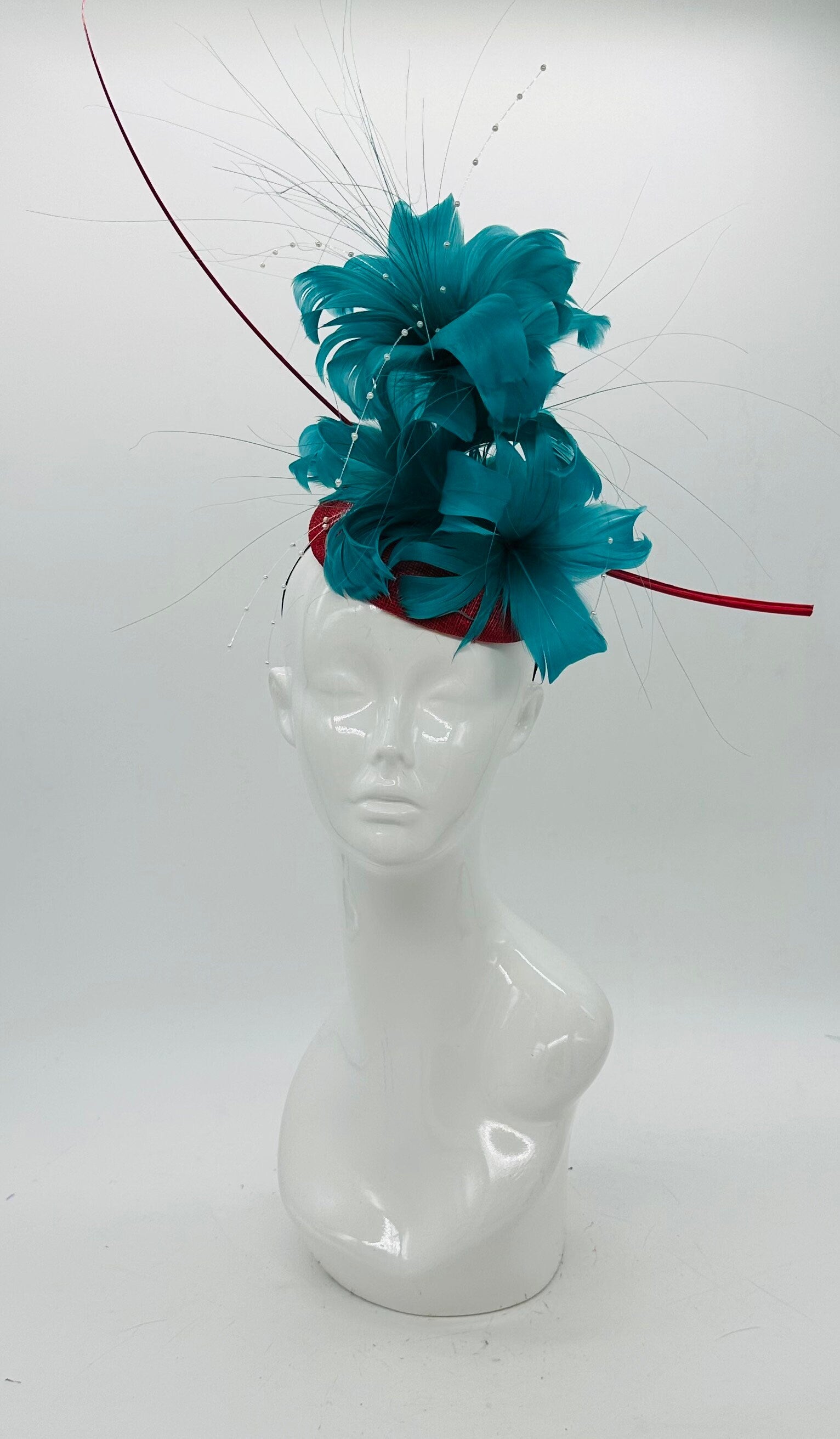 Blue and Red Kentucky Derby Fascinator (GOLD LINE)