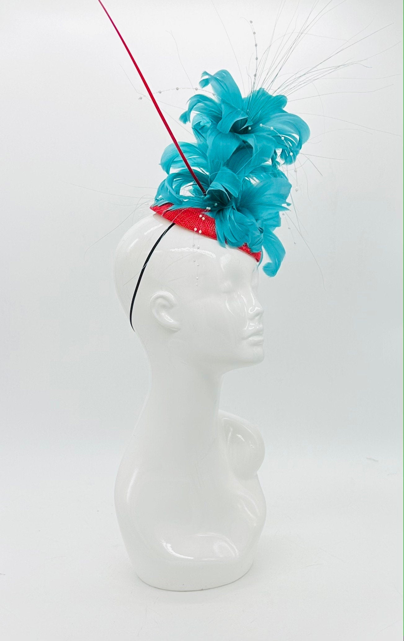 Blue and Red Kentucky Derby Fascinator (GOLD LINE)