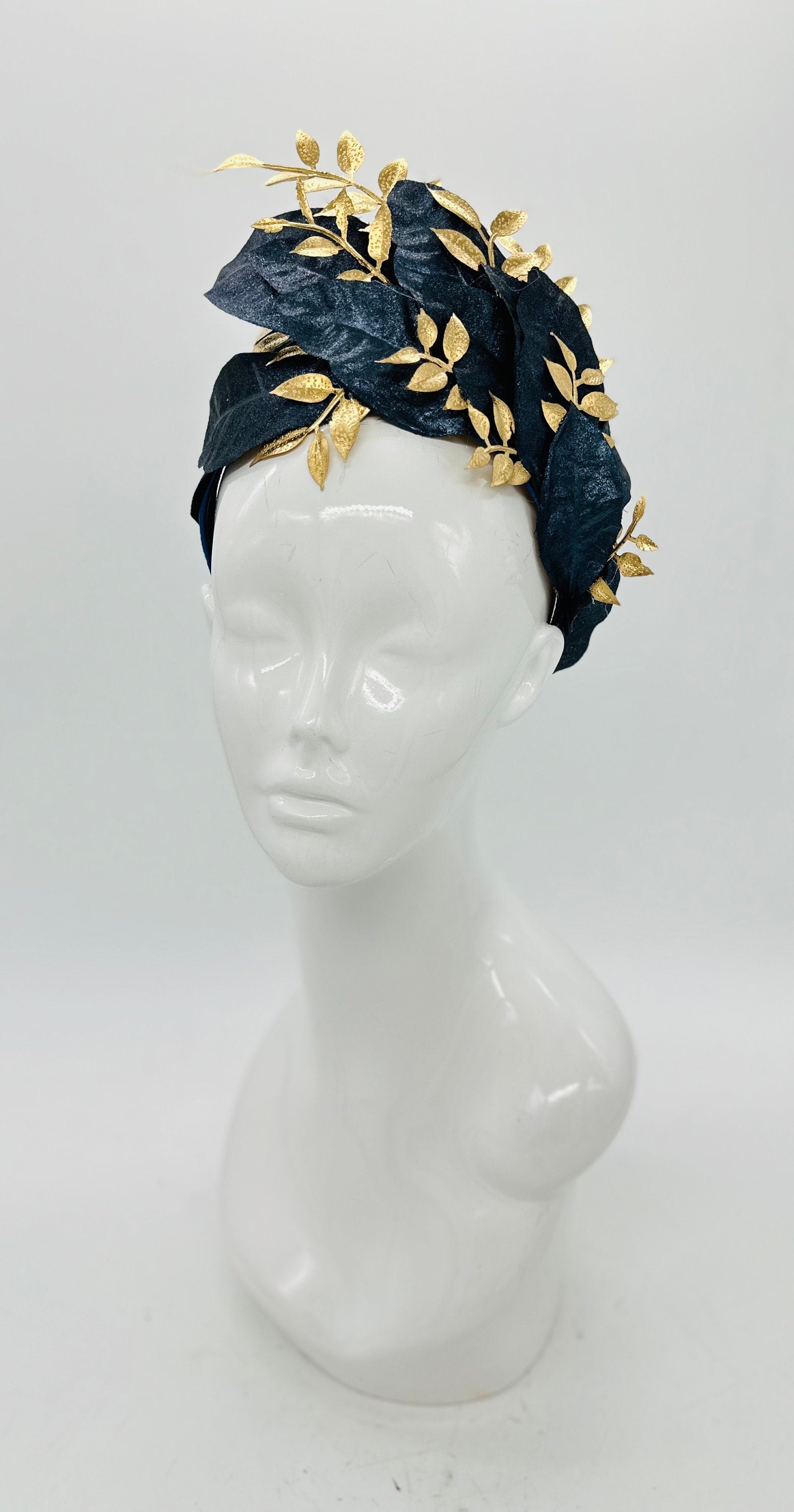 Navy blue and gold Kentucky Derby Fascinator (SILVER LINE)