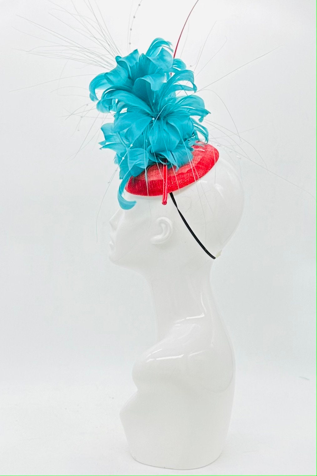 Blue and Red Kentucky Derby Fascinator (GOLD LINE)