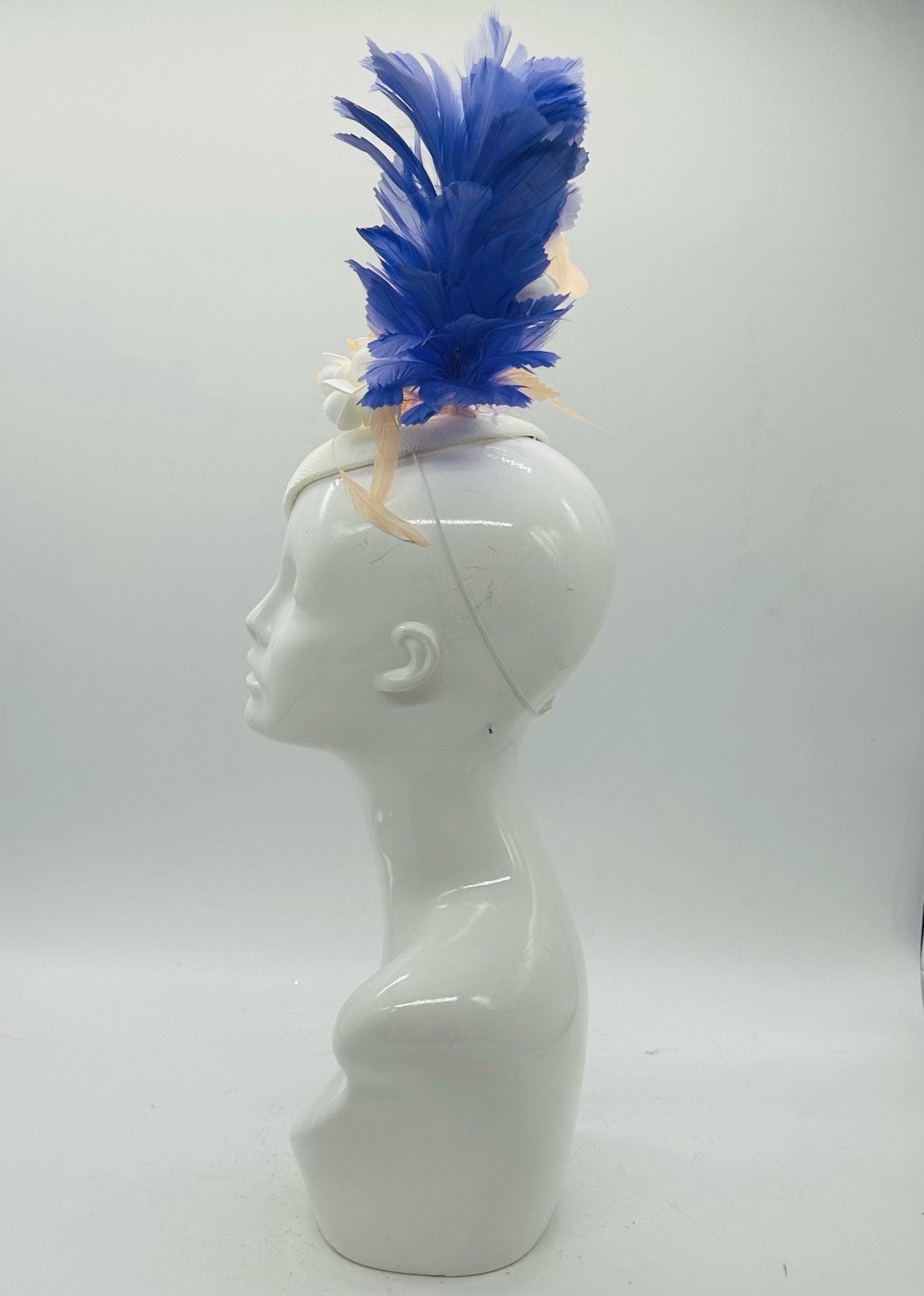 Periwinkle purple blue, peach & white Derby Fascinator, Kentucky Derby Hat Alternative, Kentucky derby hat (GOLD LINE)