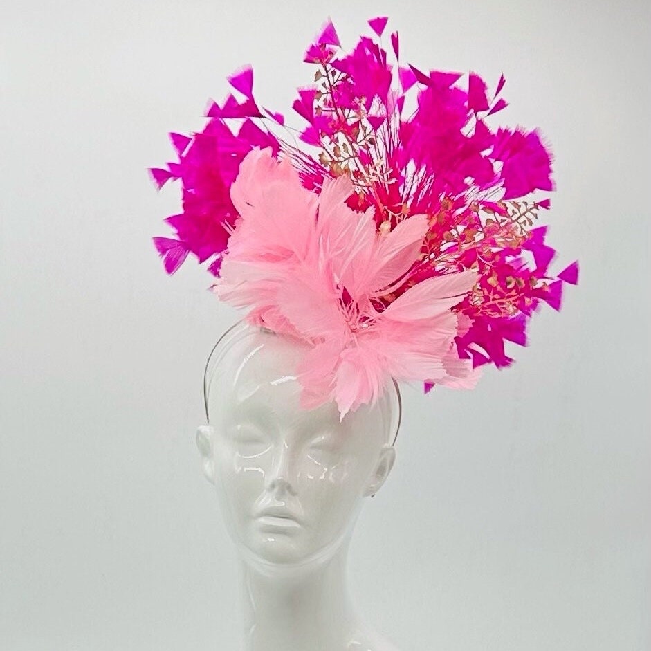 Light Pink, Gold, FuchsiaDerby Fascinator, Kentucky Derby Hat Alternative, Kentucky derby hat (GOLD LINE)