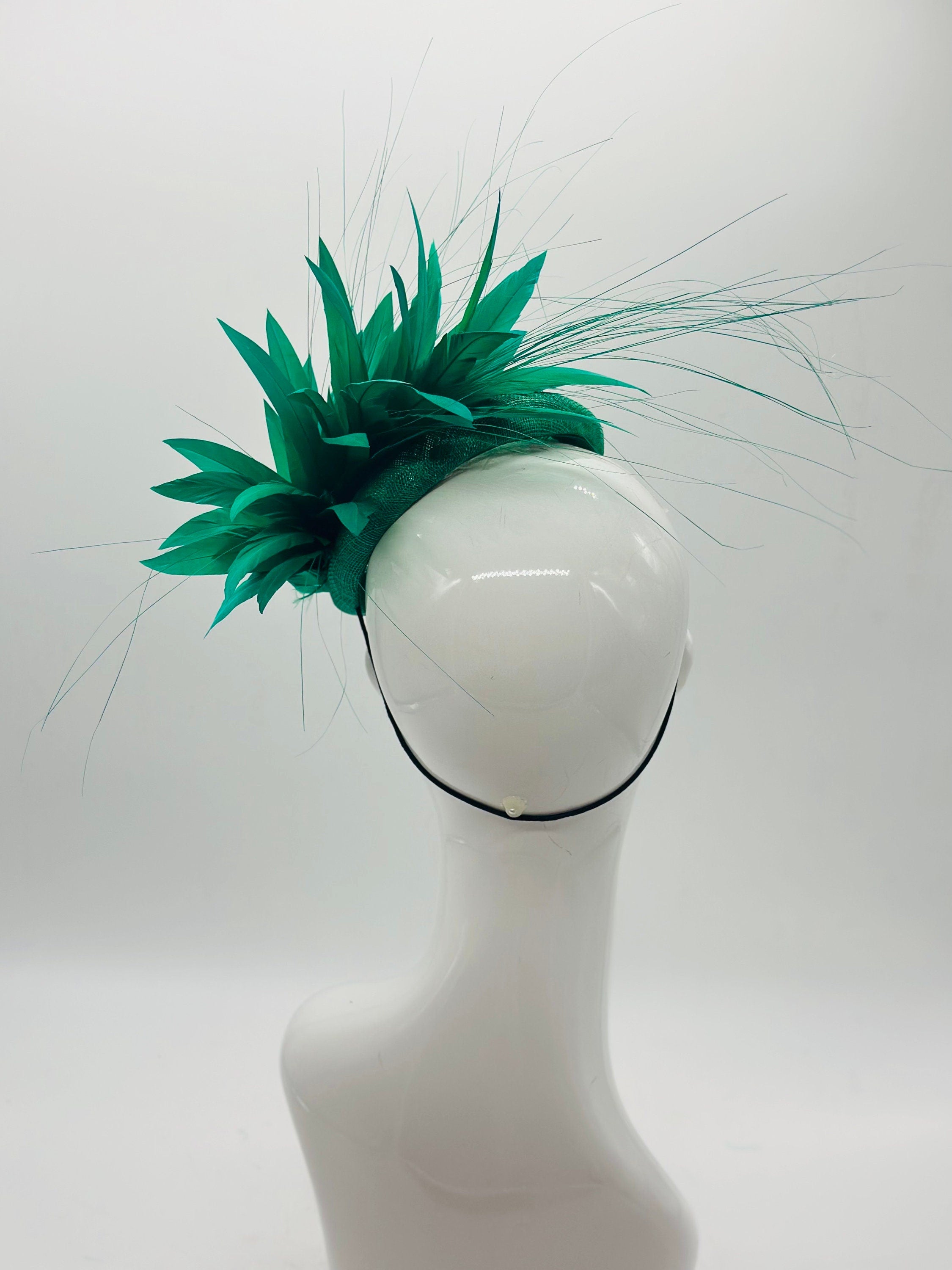 Emerald Green Derby Fascinator, Kentucky Derby Hat Alternative, Kentucky derby hat, (SILVER LINE, multiple color options available)