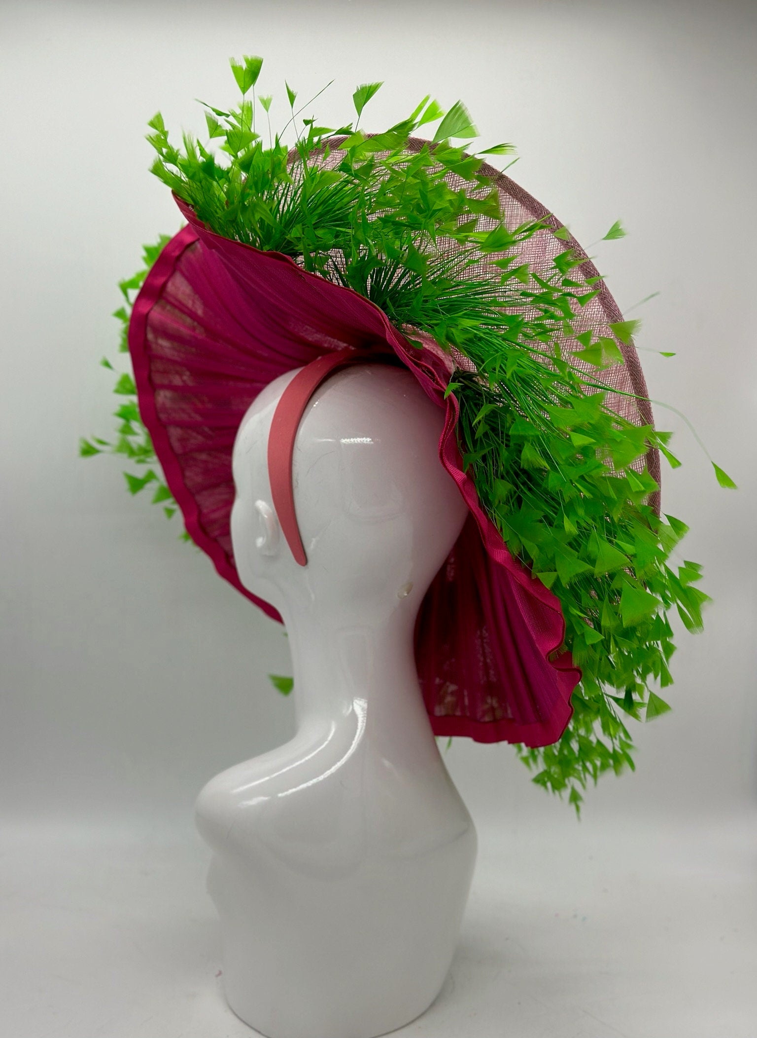 Light pink and green Derby Fascinator, Kentucky Derby Hat Alternative, Kentucky derby hat, (PLATINUM LINE)